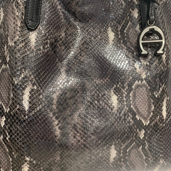 Etienne Aigner Penn Smoke Grey Snake Tote - Picture 6 of 17